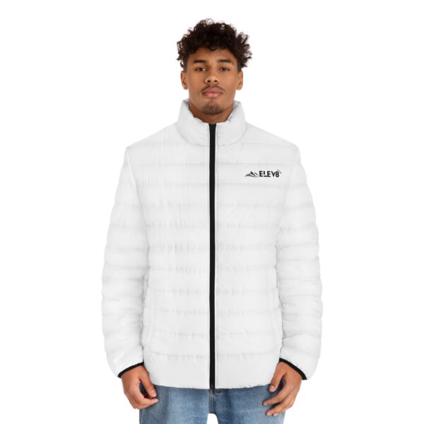 Men's White Puffer Jacket - Lightweight, Cozy, Ideal for Outdoor Adventures